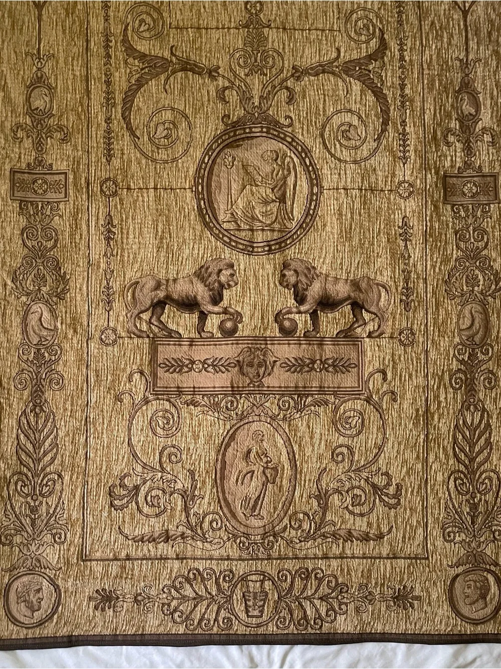 Large Beljen Mills Jacquard Neoclassical Wall Hanging Tapestry Panel